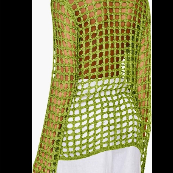 Jackets & Blazers - Green Crochet Open-Knit Sweater
